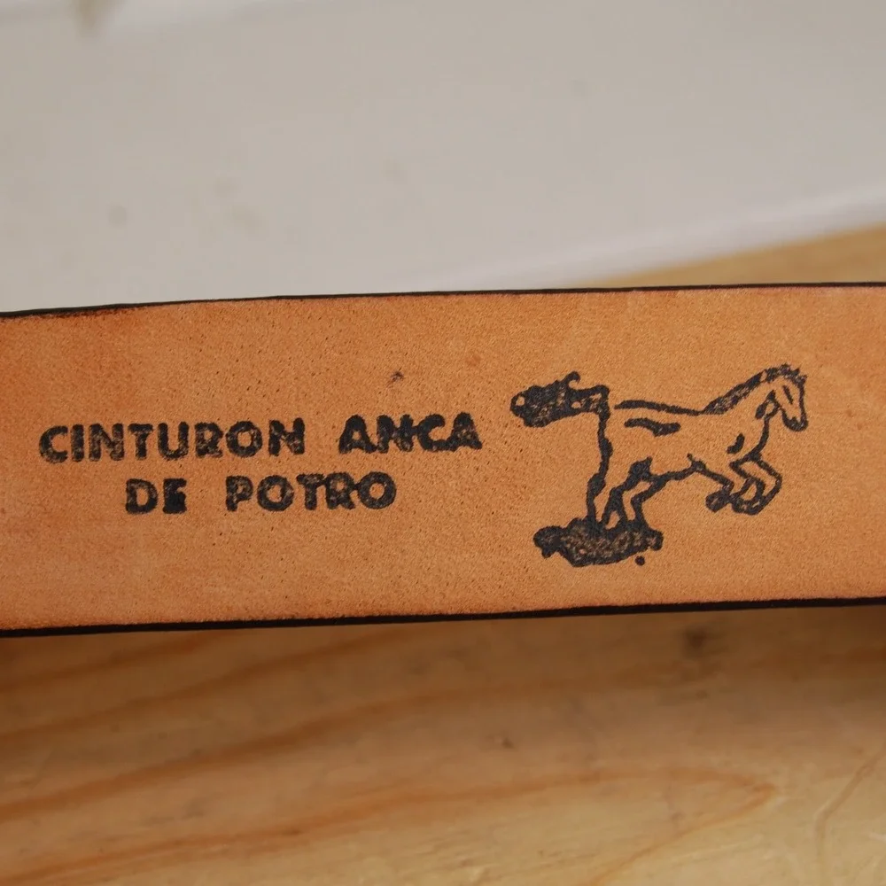 Men's Black Leather‎ Belt size 44 Cinturon Anca de Porto Adjustable